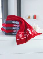 Flauschige Frottier-Serie mit Jacquard-Bord&uuml;r ANTHRAZIT