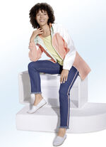 Jeans mit modischem Zierband JEANSBLAU-ECRU-ORANGE