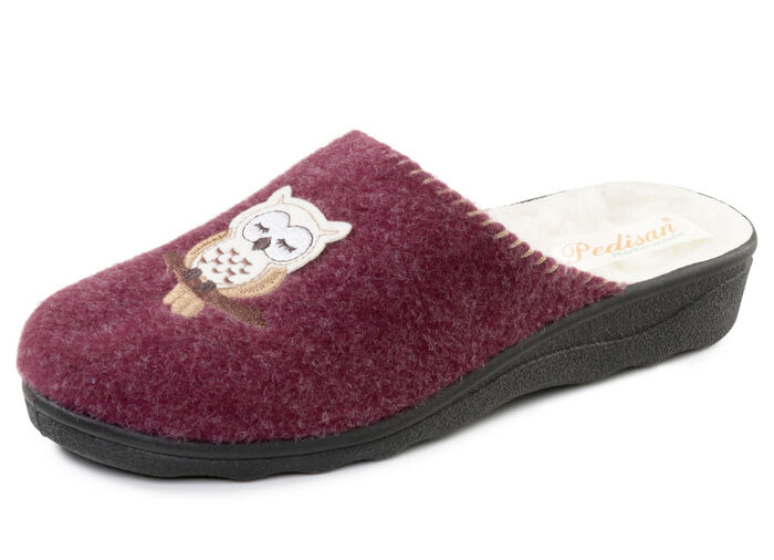 Gefütterte Damen-Hausschuhe, mit Schurwolle BORDEAUX