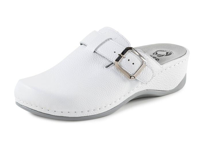 Mubb, klassische Damen-Clogs, Wete H, mit herausnehmbarem Fu&szlig;bett WEISS