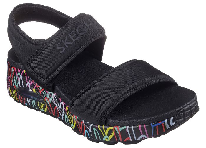 SKECHERS Sandale aus gepolstertem Textilmaterial SCHWARZ
