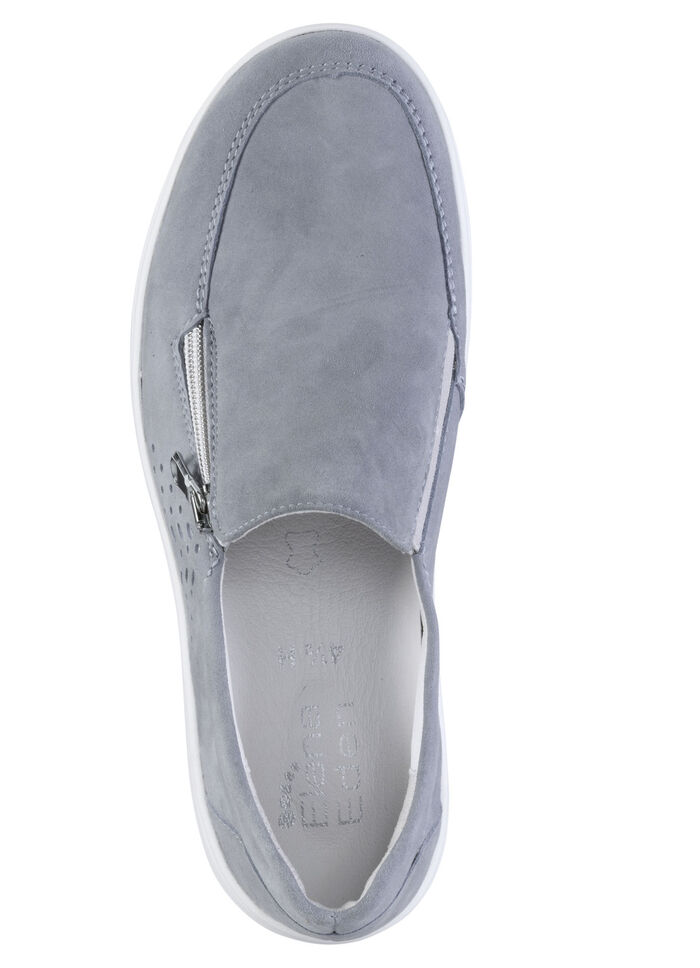 ELENA EDEN Slipper aus hochwertigem Veloursleder mit Zier-Perforation BLEU