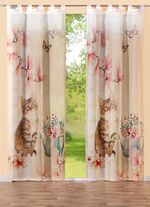 Digitalbedruckte &Uuml;bergardine und Verdunkelungsschals mit Katzen-Motiv 