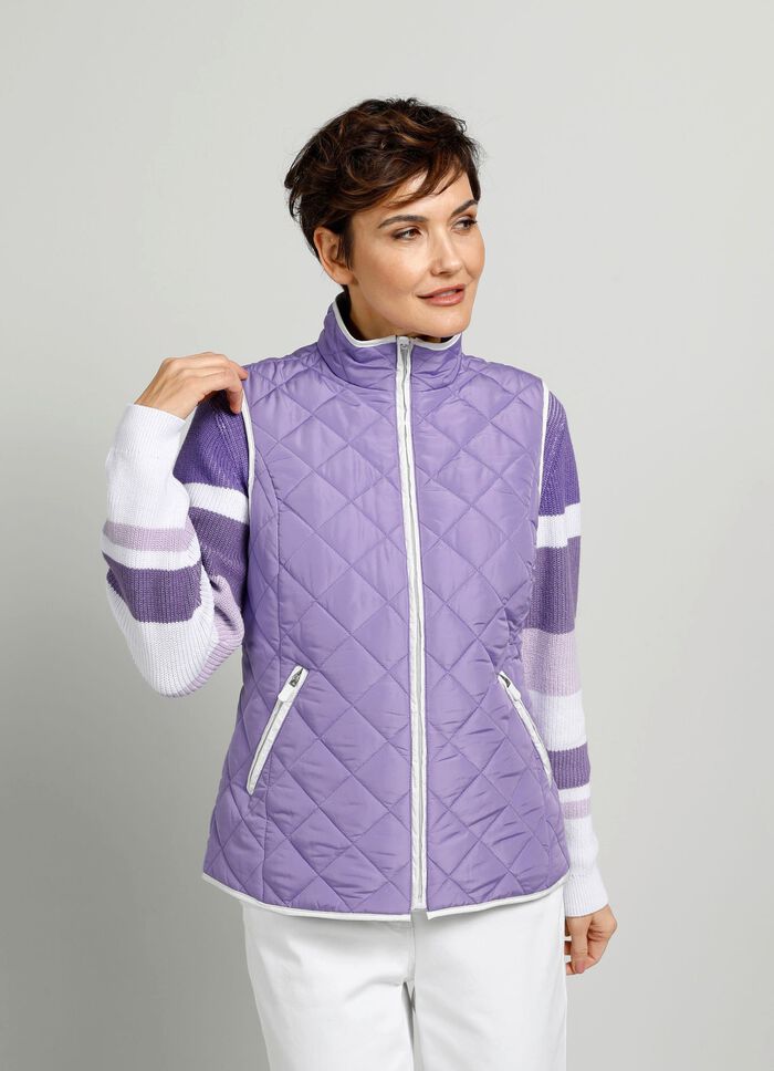 Steppweste mit Kontrastpaspelierung LILA