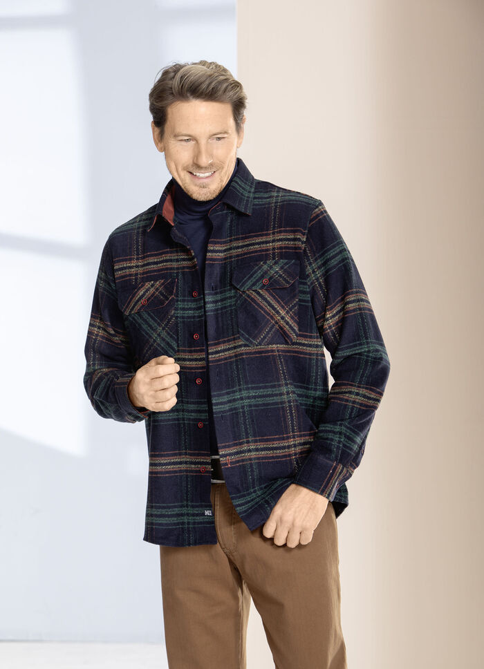 Kariertes Overshirt von "Milano Italy" MARINE-GR&Uuml;N-TERRAKOTTA