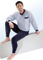 Schlafanzug mit V-Ausschnitt und B&uuml;ndchenabschl&uuml;ssen HELLBLAU-BUNT