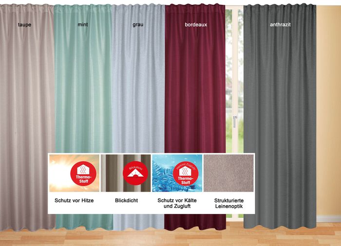 Blickdichter Verdunkelungsschal in strukturierter Leinenoptik TAUPE