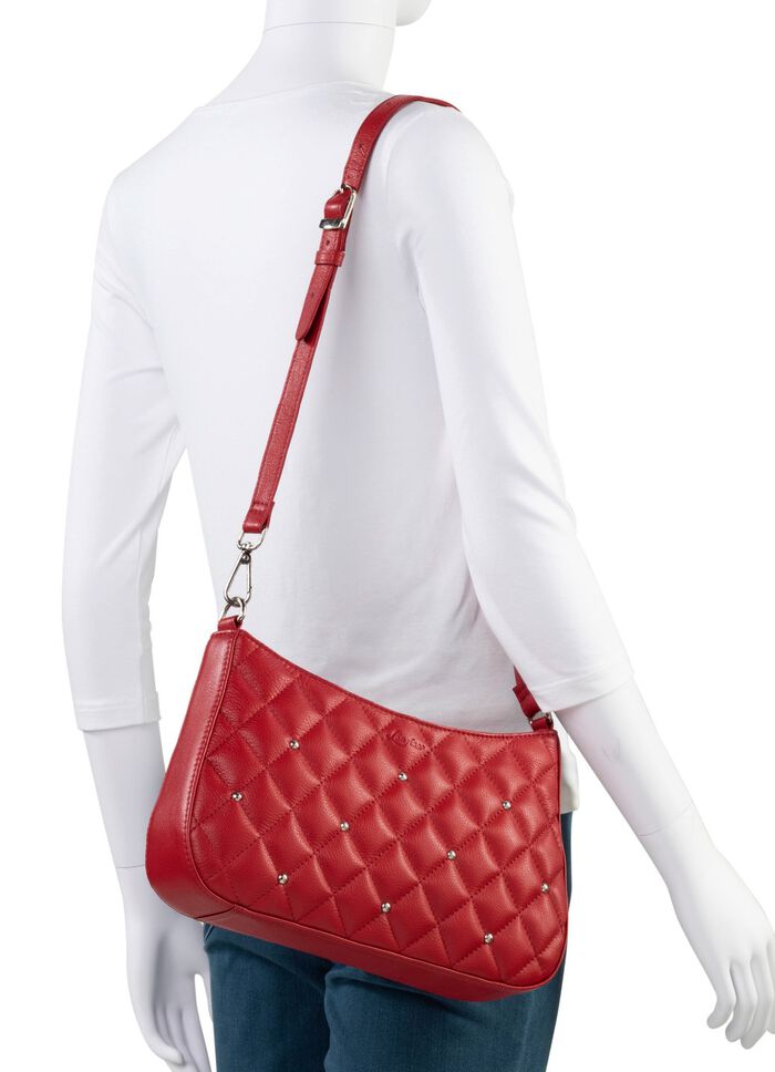 Laurina Tasche mit angesagter Steppung und Ziernieten ROT