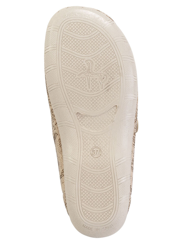 ELENA EDEN Hausschuh aus teilweise glänzend bedrucktem Textilmaterial BEIGE