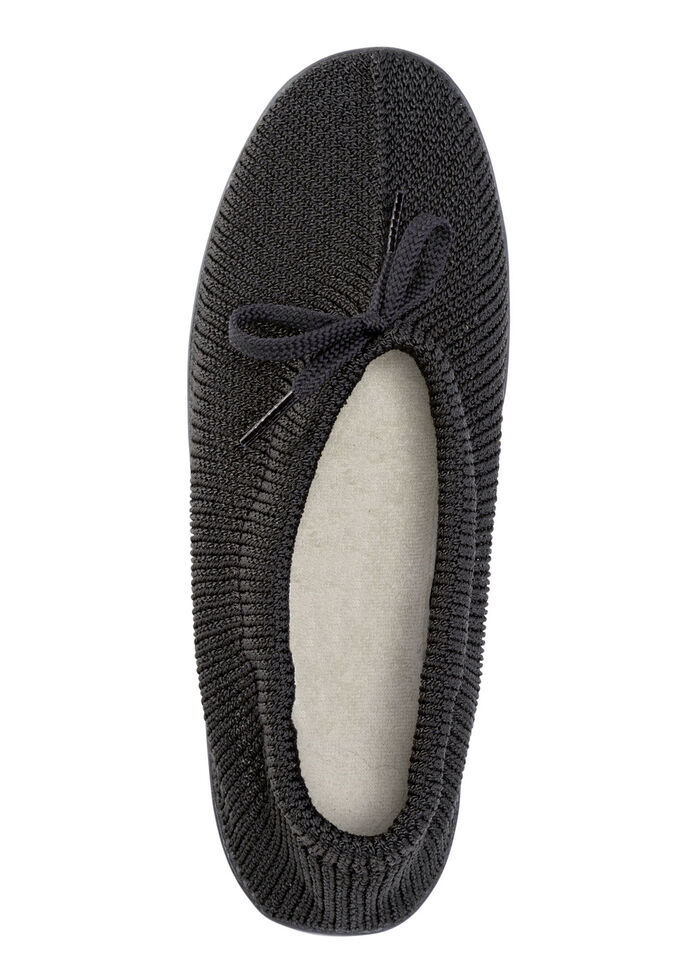 Slipper aus elastischem Strickmaterial mit Schn&uuml;rung SCHWARZ