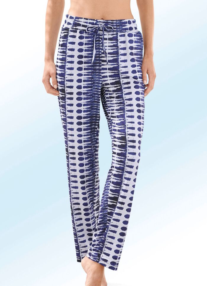 Hose mit blau-wei&szlig;em Druckdessin 