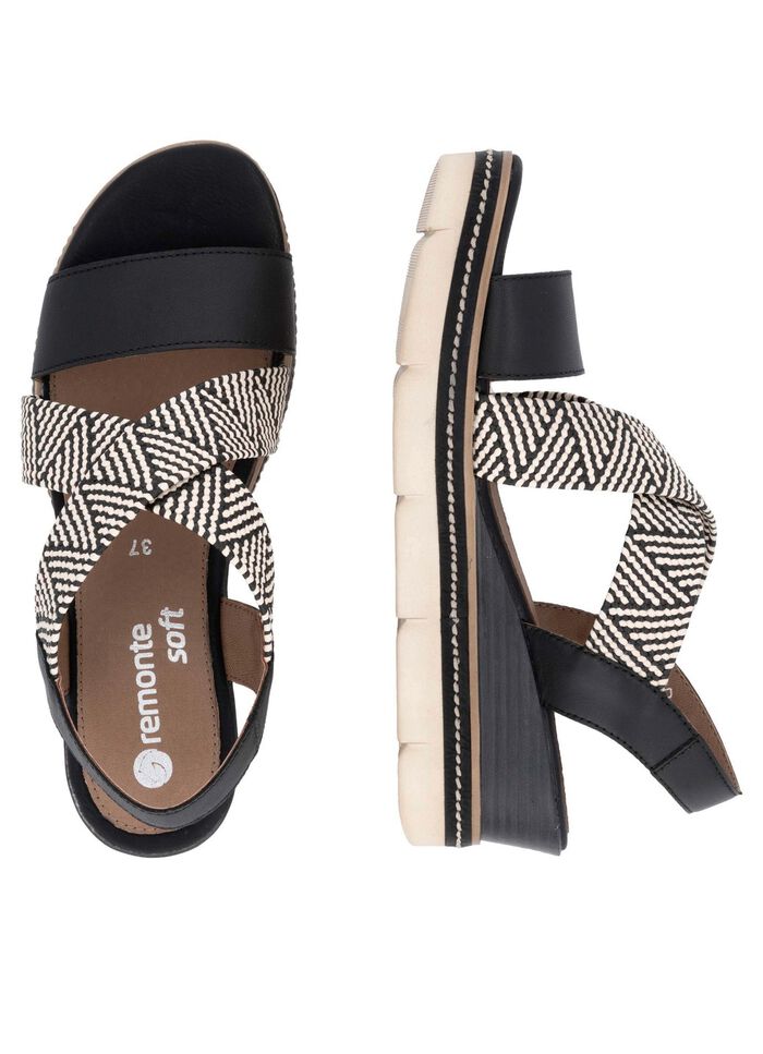 Remonte Sandalette mit Flechtdurchz&uuml;gen SCHWARZ-CREME