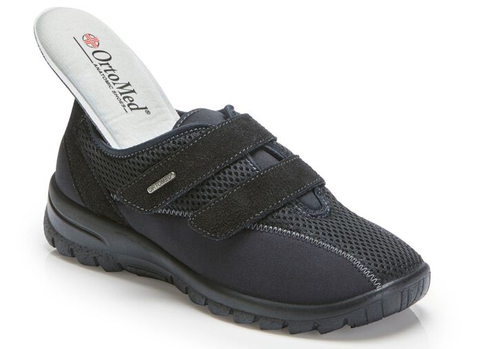 Bequeme Damen-Klettschuhe, Weite H, mit herausnehmbarem Fu&szlig;bett SCHWARZ