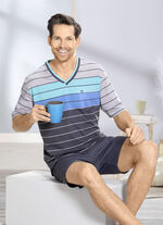 Hajo Klima Komfort Shorty mit V-Ausschnitt und garngefärbtem Ringel 