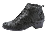 Waldläufer Schnür-Stiefelette mit floraler Prägung SCHWARZ