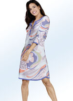 Nachthemd mit Knopfleiste, knielang mit 3/4-langen &Auml;rmeln RAUCHBLAU-BUNT