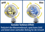 Duschkopf Aquadon EcoTornado mit genialem Turbinen-Effekt BLAU