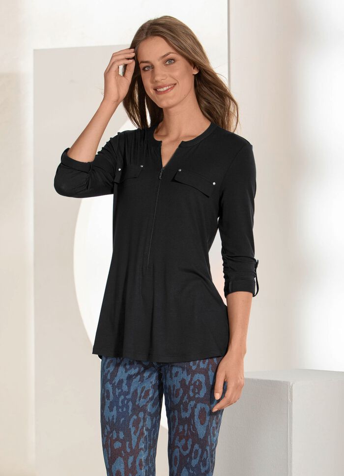 Shirt-Tunika mit modischem Stehkragen 