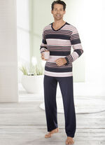 Schlafanzug mit V-Ausschnitt und offenen Abschl&uuml;ssen 