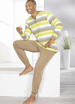 Schlafanzug mit Knopfleiste und B&uuml;ndchenabschl&uuml;ssen 