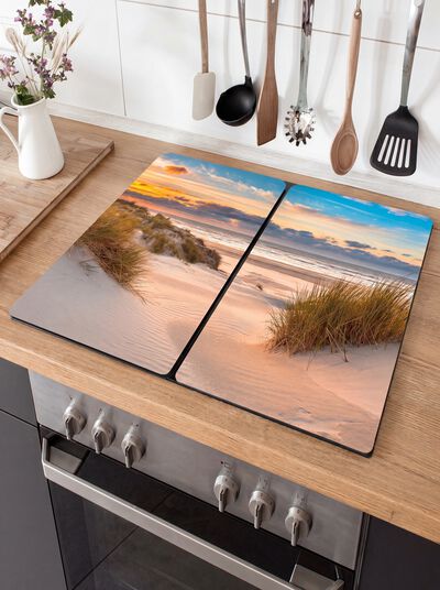Herdabdeckplatten aus Glas, 2er-Set, Motiv D&uuml;ne 