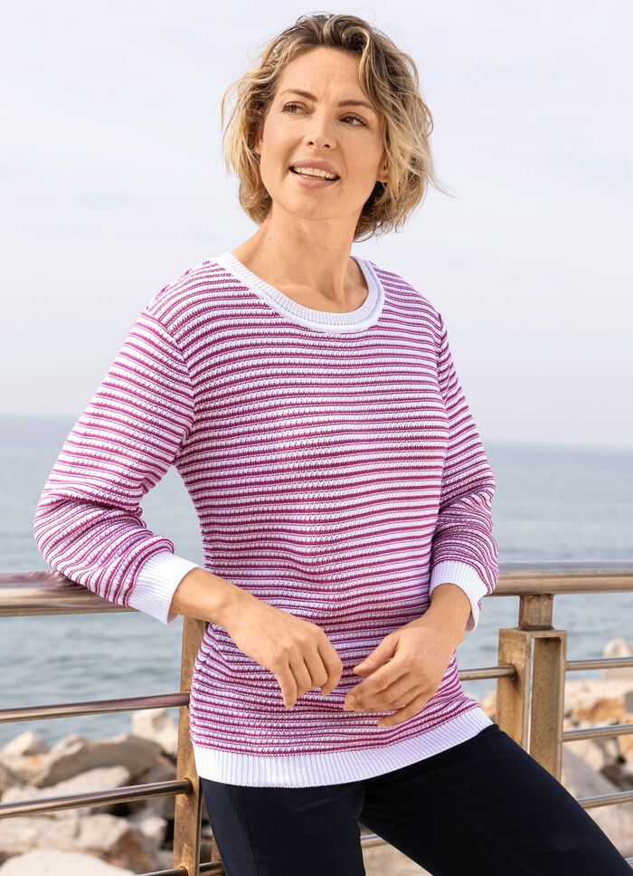 Pullover in Strickmix WEISS-BEERE