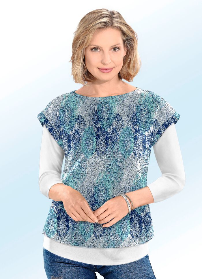 Pullunder in Jacquard-Dessin MINT-ECRU