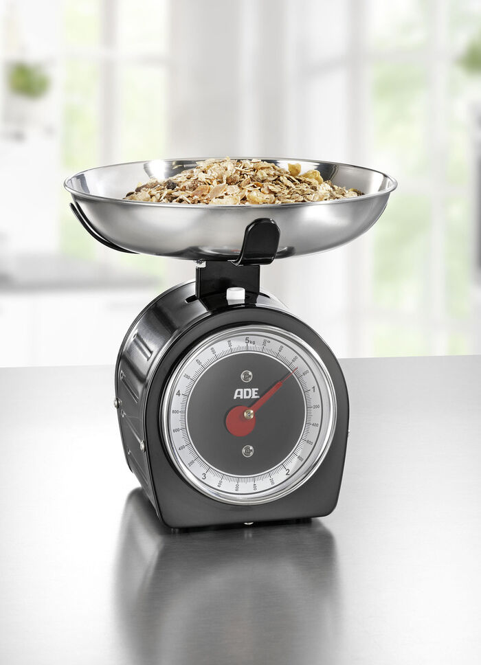 Küchenwaage im Retro-Design ohne Batterien SCHWARZ