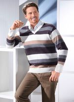 Gestreifter Pullover mit V-Ausschnitt 