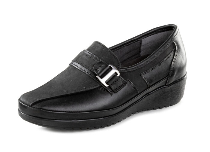 ELENA EDEN Slipper aus Nappaleder und geprägtem Lackleder SCHWARZ