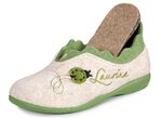 Laurina Filz-Hausschuh mit fantasievoller Stickerei ECRU-GR&Uuml;N