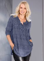 Shirt-Tunika mit hübscher Fältelung MARINE-WEISS