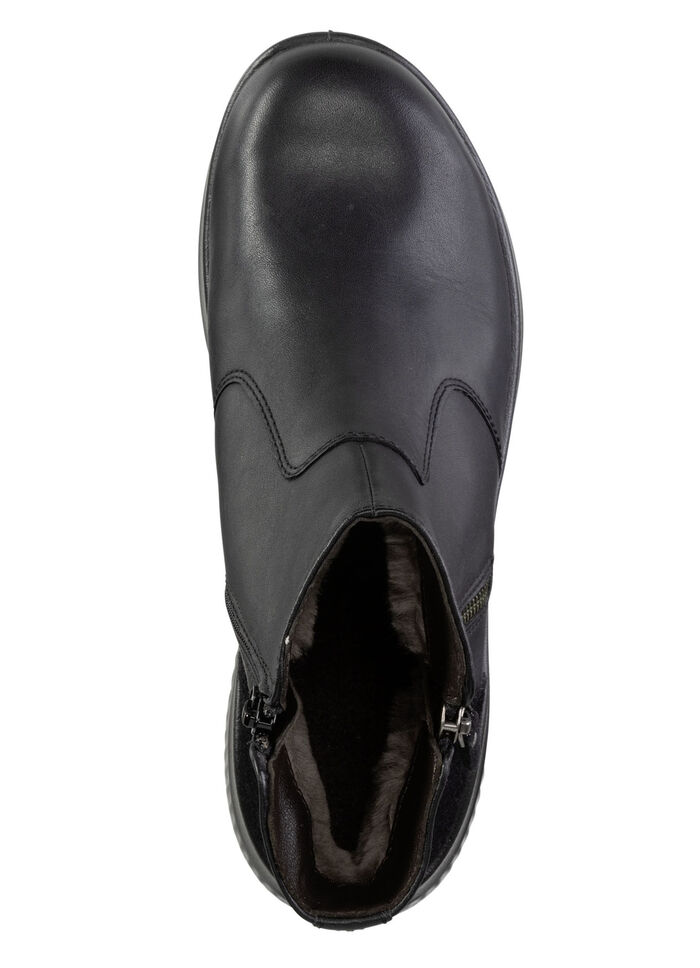 Gefütterte Damen-Boots, Winterschuhe, Weite K, mit Lammfell SCHWARZ