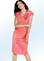 Nachthemd mit V-Ausschnitt und T&uuml;llstickerei 