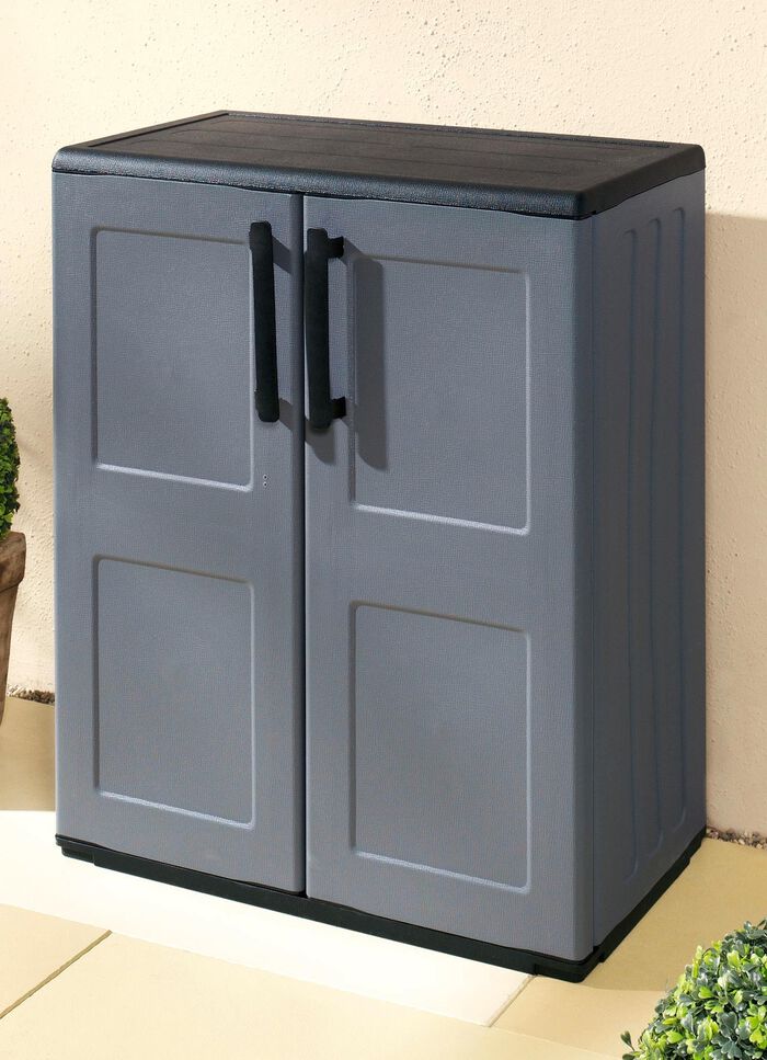 Gartenschrank mit soliden Stahlscharnieren GRAU