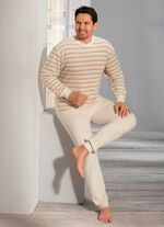 G&ouml;tting Schlafanzug aus Frottierstretch, V-Ausschnitt und B&uuml;ndchenabschl&uuml;ssen 