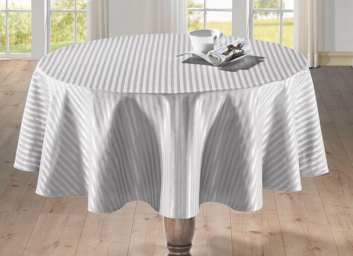 Feine Tisch- und Raumdekoration mit gl&auml;nzendem Streifendessin CREME