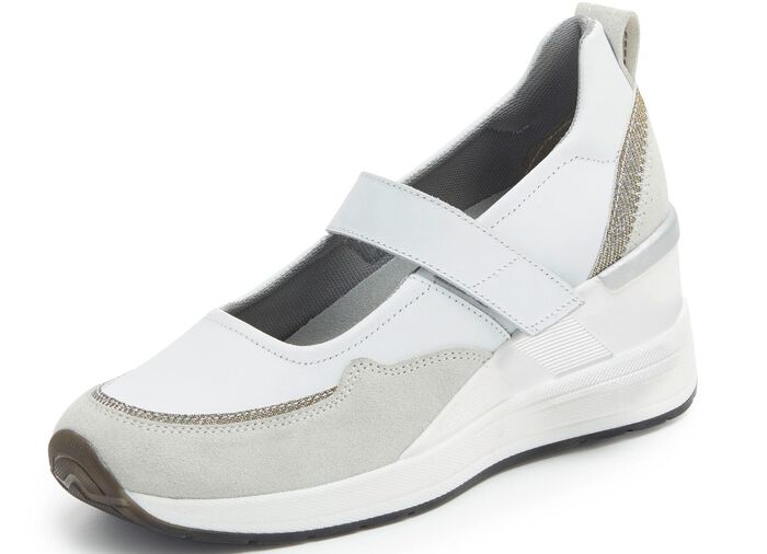 ELENA EDEN Spangenschuh mit Glitzereins&auml;tzen WEISS-EISGRAU