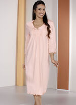 Nachthemd mit Knopfleiste und Spitze sowie 3/4-langen &Auml;rmel 