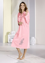 Wadenlanges Nachthemd mit langen Ärmeln  LACHS