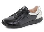 ELENA EDEN, bequeme Damen-Sneaker, Weite G, mit herausnehmbarem Fu&szlig;bett SCHWARZ-SILBER