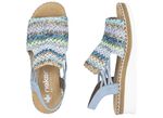 Rieker, sommerliche Damen-Sandalen, mit seitlichen Elastik-Bandagen HELLBLAU-BUNT