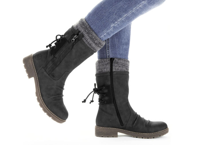 Rieker Stiefel in Knitteroptik SCHWARZ-GRAU