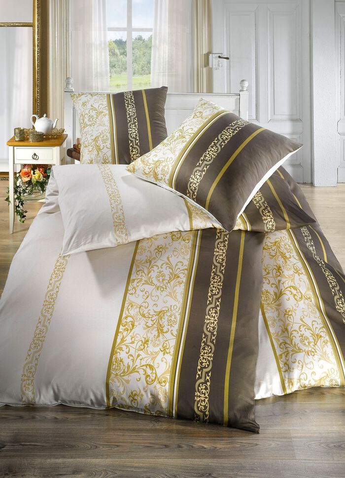 Pflegeleichte Bettw&auml;sche-Garnitur aus 100% Mako-Baumwolle BRAUN