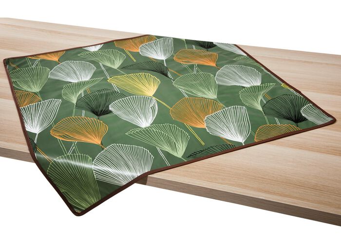 Wachstuch-Tischdecke mit farblich angepasstem Paspelband GR&Uuml;N