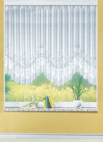 Blumenfenster-Store, gleichm&auml;&szlig;ig gebogt, mit Faltenband 