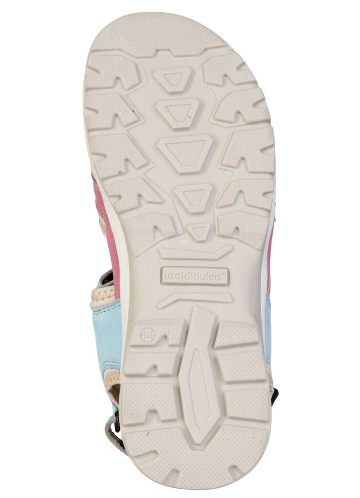 Waldläufer, bequeme Damen-Sandalen, Weite H, mit herausnehmbarem Fußbett PINK-ORANGE-BLAU