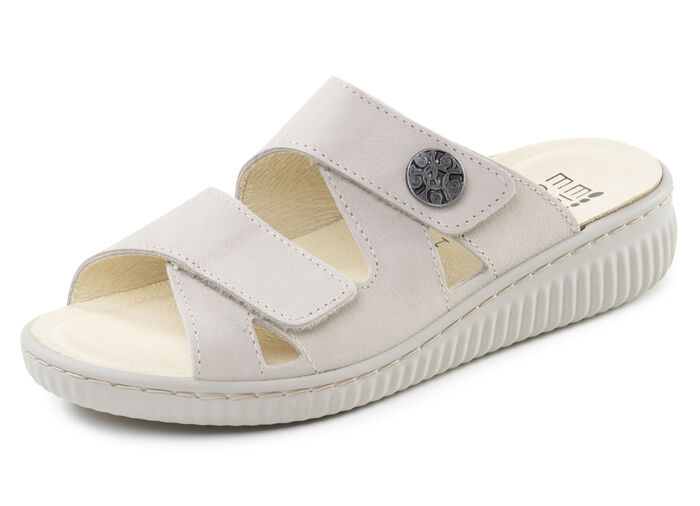 ELENA EDEN, bequeme Damen-Pantoletten, Weite H, mit herausnehmbarem Fußbett BEIGE