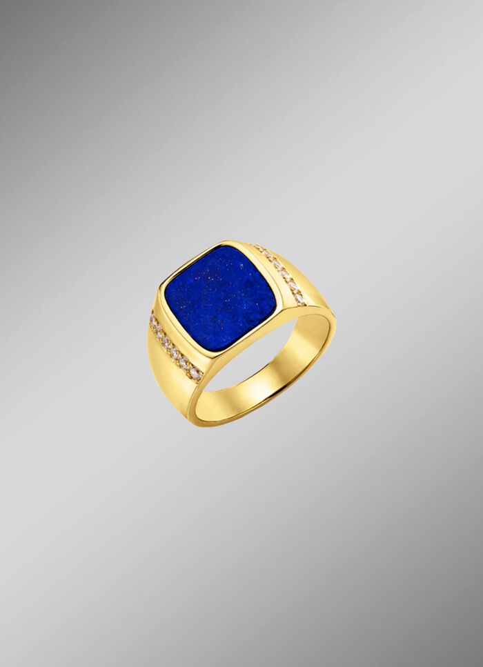 Herrenring mit Lapislazuli und Zirkonia 