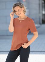 Shirt mit dekorativem Halsausschnitt in 3 Farben CAMEL